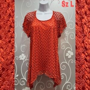 WOMENS BEAUTIFUL BURNT ORANGE KNIT STYLE TOP SIZE L